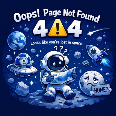 Funny 404 illustration – page not found